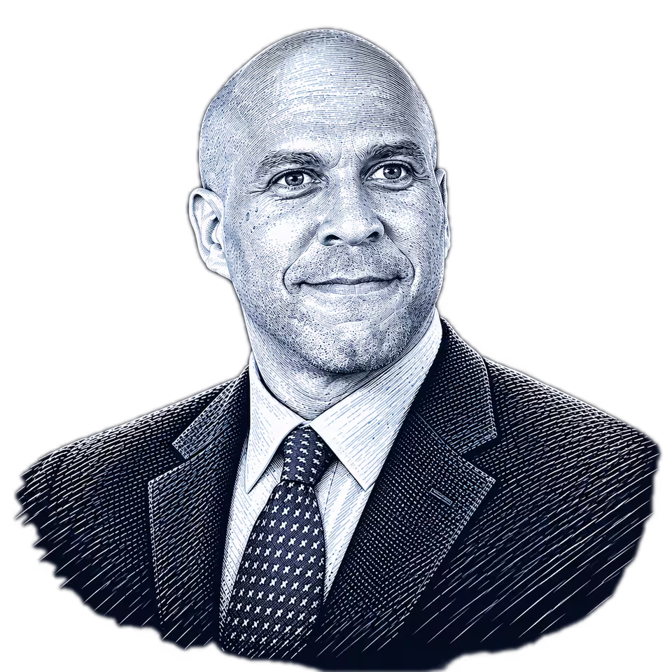 Cory Booker, engraved portrait