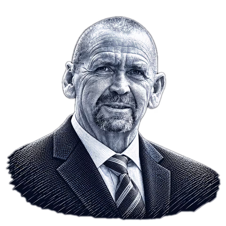 Larry Marker, engraved portrait