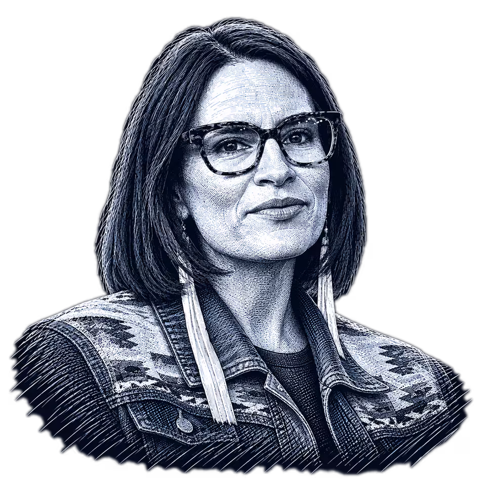 Peggy Flanagan, engraved portrait