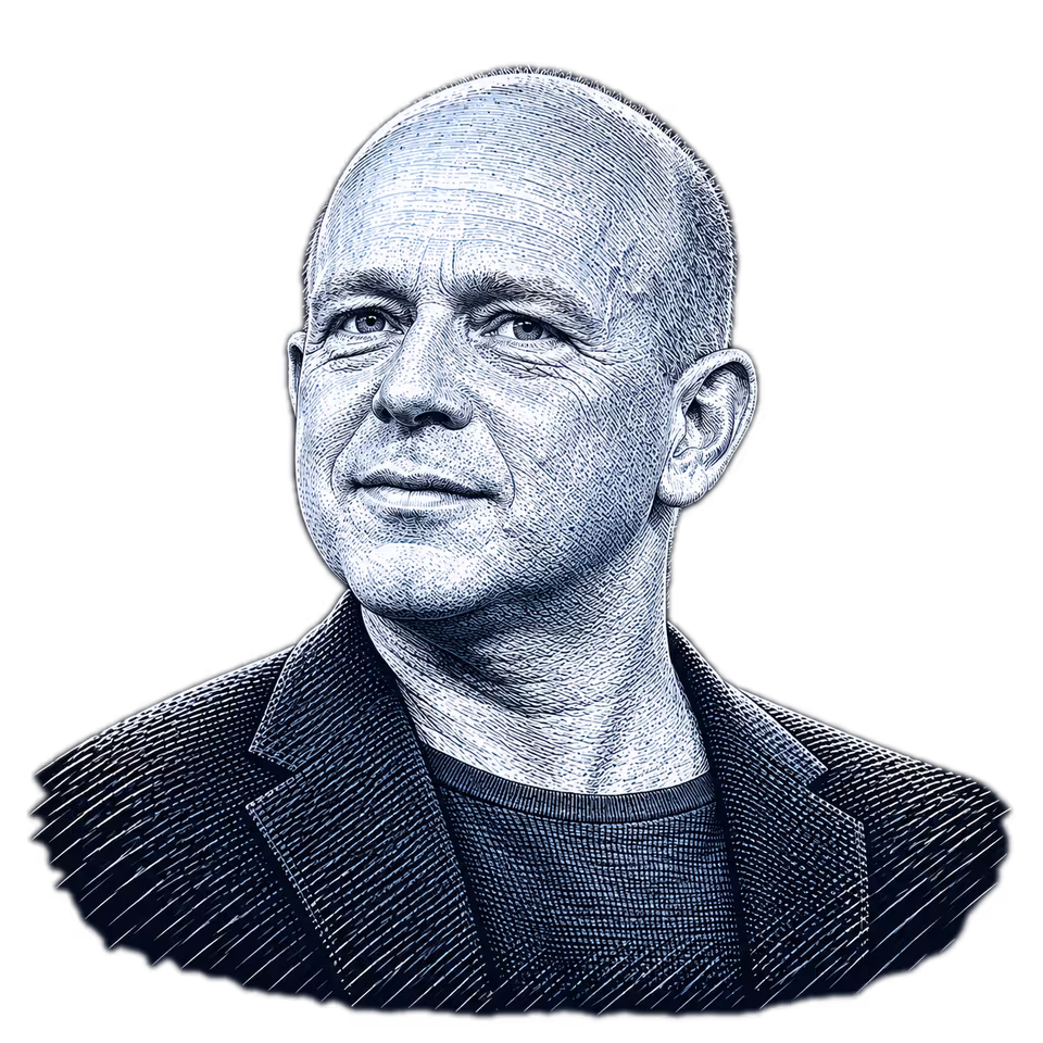 Steve Hilton, engraved portrait