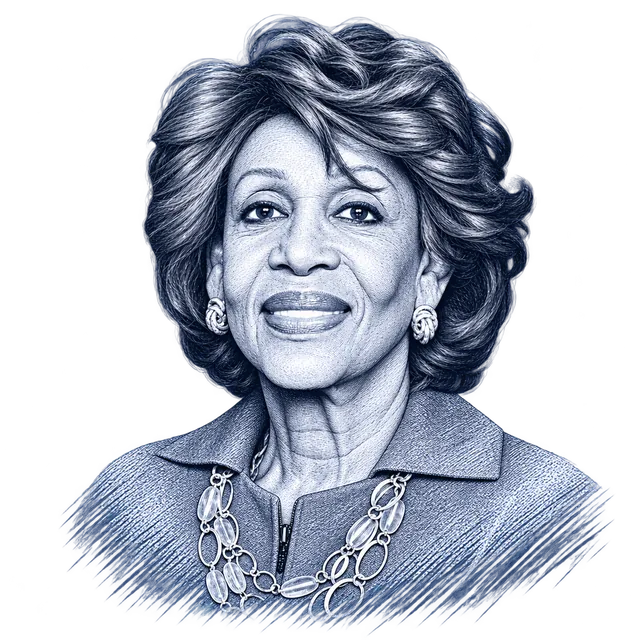 Maxine Waters, engraved portrait